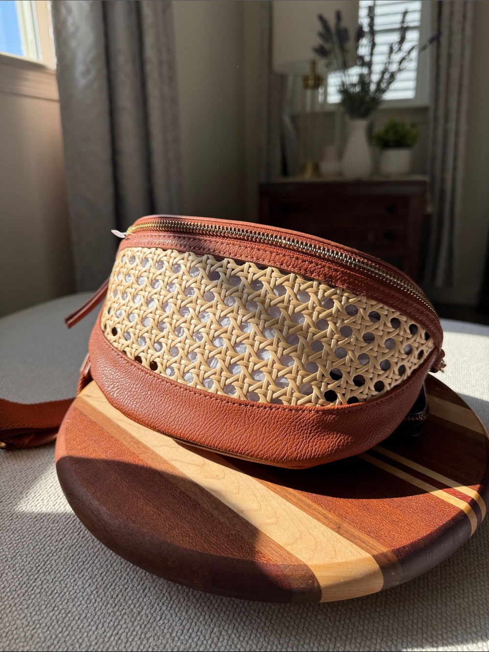 a new day Brown and Natural Woven Crossbody Bag